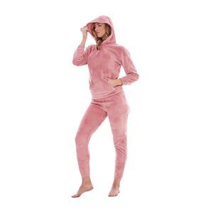 Keanu Womens/Ladies Fleece Pull Over Long Pyjama Set / Pink
